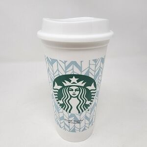 Starbucks Reusable Travel Cup With Lid Blue Pattern